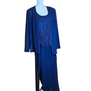 Vintage R&M Richards By Karen Kwong Elegant Blue Three-Piece Set